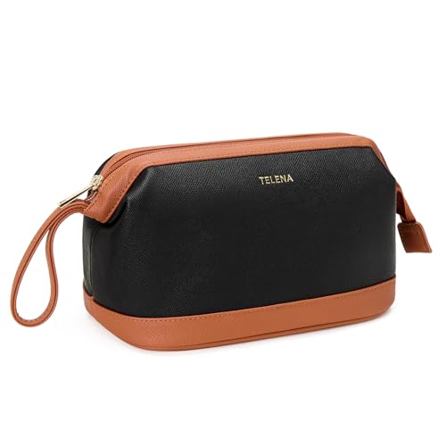 Telena Large Capacity Travel Makeup Bag - Water-Resistant PU Leather