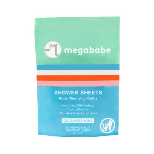 Megababe Cucumber Mint Shower Wipes - Oversized Refreshing Sheets