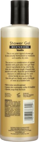 ShiKai Daily Moisturizing Shower Gel - Vanilla, 12oz | Hydrating Aloe Vera & Oatmeal Body Wash for Dry Skin