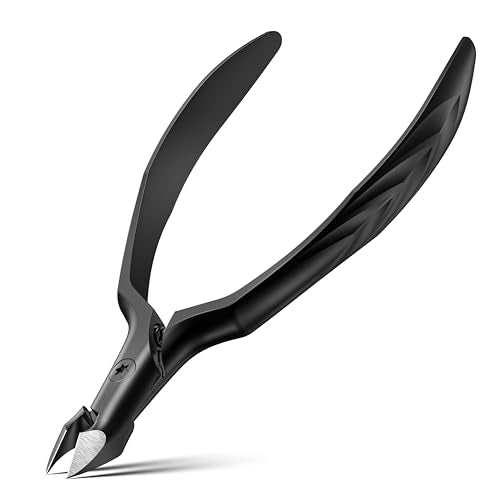 FERYES Black Stainless Steel Cuticle Nippers - 4R13 Precision Manicure & Pedicure Tool