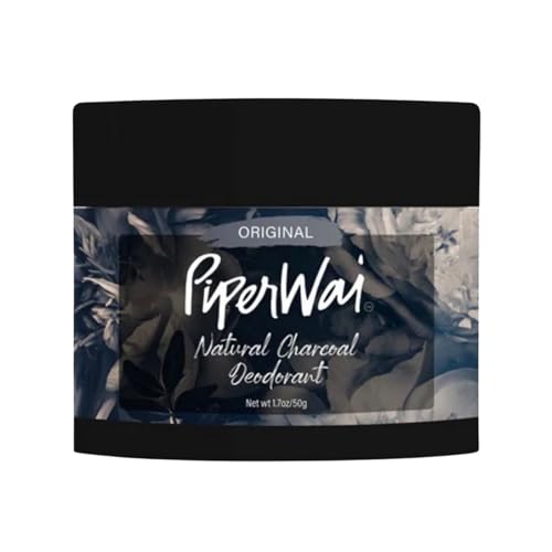 PiperWai 2oz Natural Activated Charcoal Deodorant - Aluminum-Free Vegan Long-Lasting