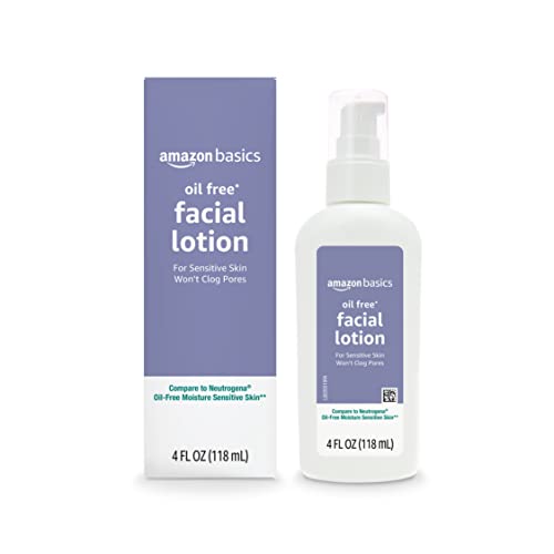Amazon Basics WHITE Facial Moisturizer for Sensitive Skin 4 Fl Oz - Oil-Free, Fragrance-Free, Non-Comedogenic