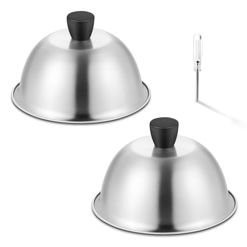 HaSteeL 6-Inch Stainless Steel Basting Dome Set of 2 - Melting Lid for Grill & Griddle