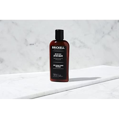 Brickell Men's Instant Relief Aftershave for Men, Soothing After Shave Balm to Prevent Razor Burn, With Aloe, Vitamin E, and Hyaluronic Acid, 4 Ounce, Scented