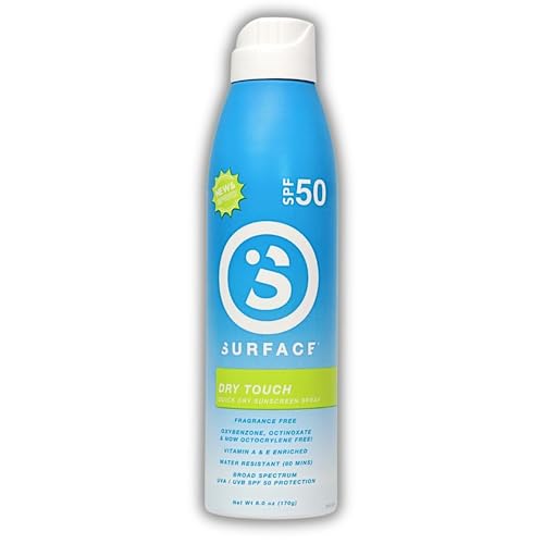 Surface SPF 50 Sunscreen Spray for Body, Unscented, 6oz - Water Resistant & Reef Friendly