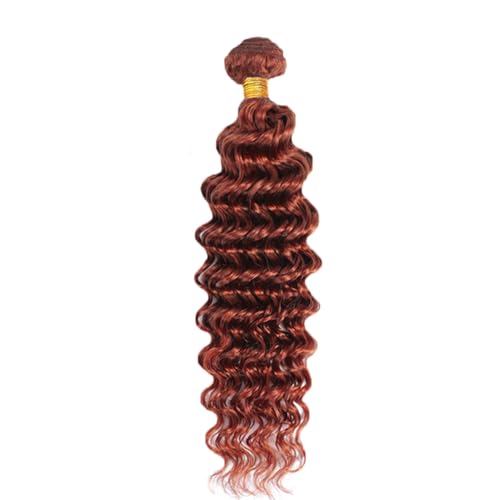 HuxoWax Copper Red Deep Wave Hair Bundles 20 Inch Remy Virgin Human Hair Extensions