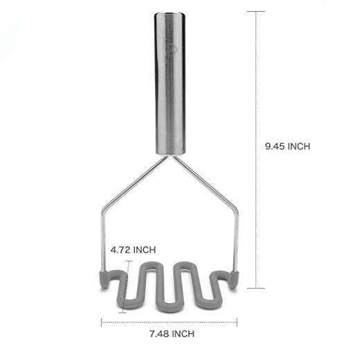 Jell-Cell Potato Masher - Silicone Coated Stainless Steel for Scratch-Free Mashing