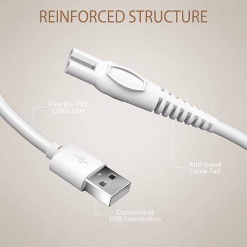 2-Pack Replacement USB Charging Cable for Finishing Touch Flawless Legs Shaver – 5ft
