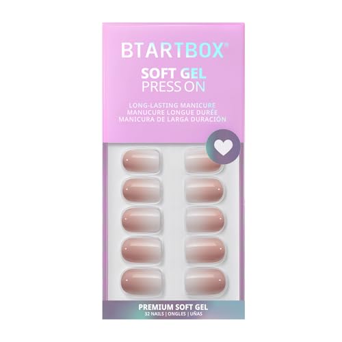 BTArtbox Press On Nails - Vanilla Cream Ombre Peach, 32Ct Kit
