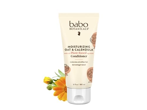 Babo Botanicals Moisturizing Oat & Calendula Conditioner 6 Fl Oz - Vegan & Silicone-Free for All Ages