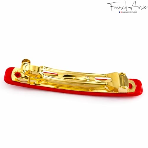 French Amie Red Cellulose Acetate Hair Clip Barrette 2.25 Inch Small