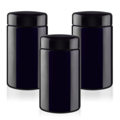200ml Black Glass Jars Set of 3 - Cosmetic, Candle, Lotion Containers