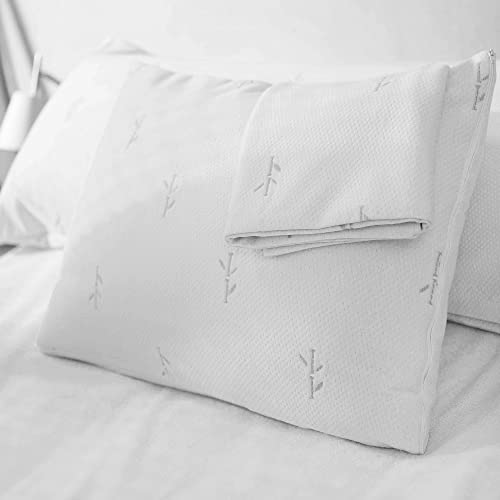 Cooling Pillow Cases 20x26 inches - Waterproof Bamboo Zippered Cover, 2 Pack
