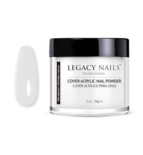 Legacy Nails Cover Acrylic Powder - Baby White 2oz for Natural & Damaged Nails
