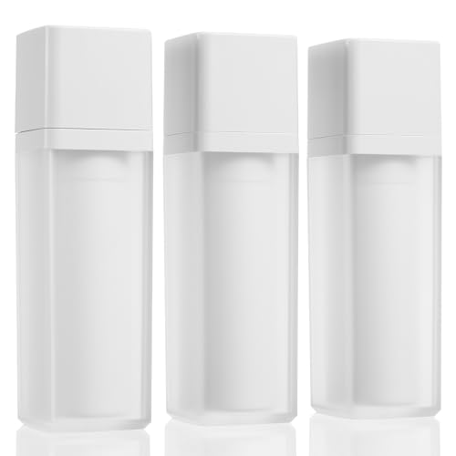 3Pcs Travel Airless Pump Bottles - Refillable Containers for Lotion, Shampoo, Gel