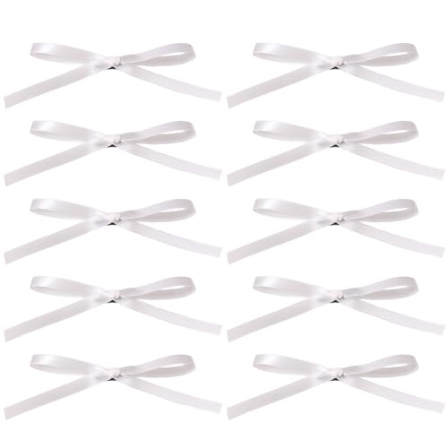White Satin Bow Hair Clips Set for Girls & Women - 10 Pieces