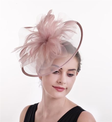 SAFERIN A-skin Pink Women's Fascinator Hat with Veil & Clip