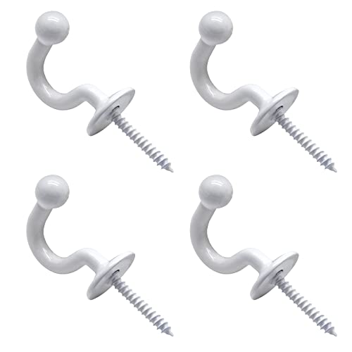 Rierdge 4 Pcs White Curtain Tiebacks - Wall-Mounted Drapes Holdbacks