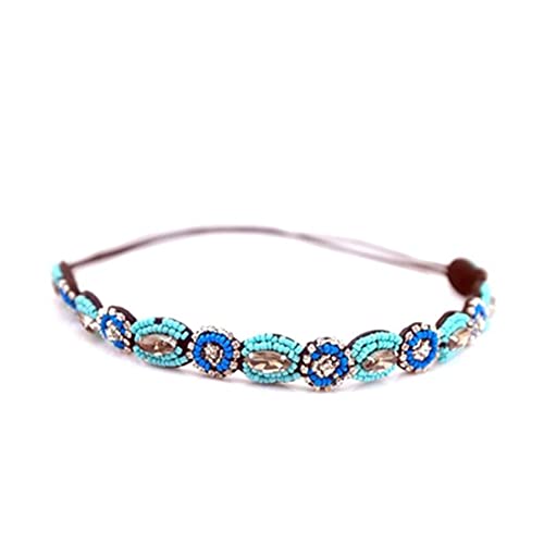 Blue Rhinestone Beaded Headband - Elegant Hair Accessory for Women & Brides