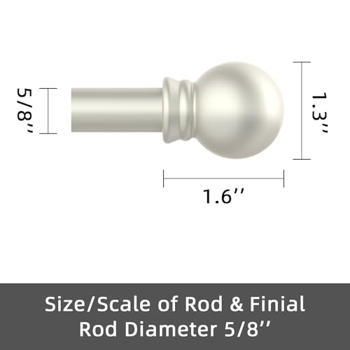 Heavy Duty Decorative Curtain Rod Set 32-62 Inch - Nickel Finish