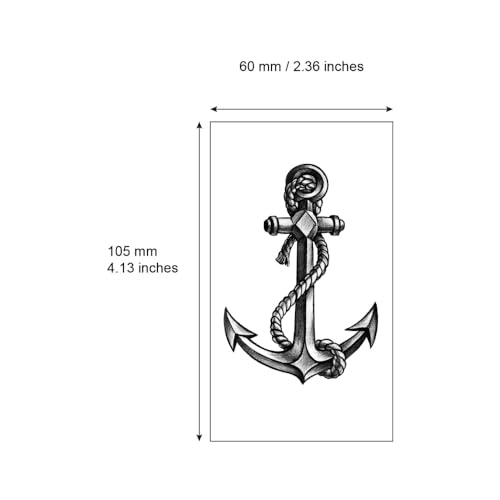 Anchor Temporary Tattoo Stickers - Waterproof Body Art Set of 12