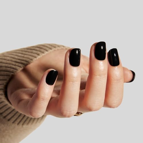 LAMIMOSA Extra Short Round Press-on Nails - Black Soft Gel Nail Kit