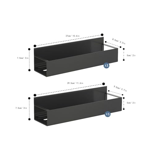 Magnetic Spice Rack Organizer - 2 Pack Black Metal Shelf for Fridge & Oven