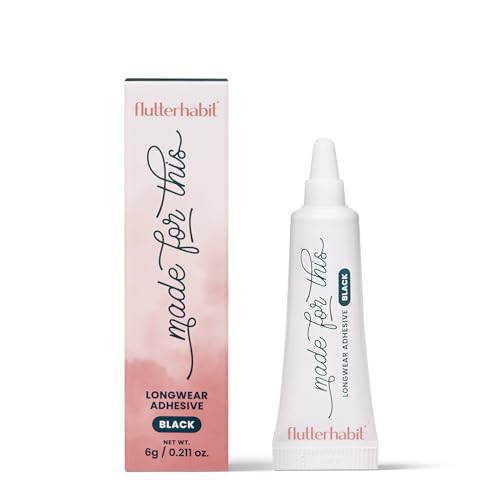 FlutterHabit Eyelash Extension Adhesive - Black 6ml for All-Day Hold