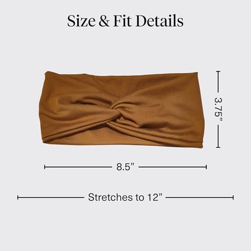 Kitsch Wide Non-Slip Headbands for Women - 2 Pack, Black & Camel