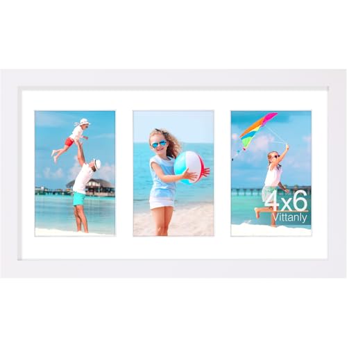 Vittanly 8x14 Collage Picture Frame for 3x 4x6 Photos - White
