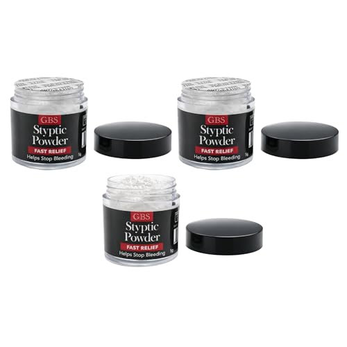Styptic Powder Jars ? Professional Grooming First Aid for Shaving Nicks, Razor Cuts & Razor Burn ? Quick Healing Blood Stop Powder, 3 Pack (.18 oz Each)