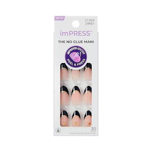 imPRESS No Glue Press On Nails - Positive Black Almond Shape