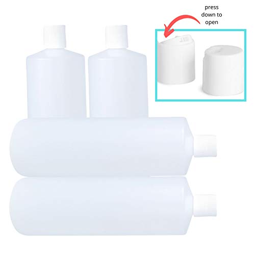 Kelkaa 32oz HDPE Plastic Squeeze Bottles with Disc Top Caps - 4 Pack