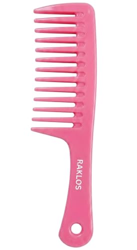 RAKLOS Wide Tooth Detangling Comb for Curly & Wet Hair - Pink