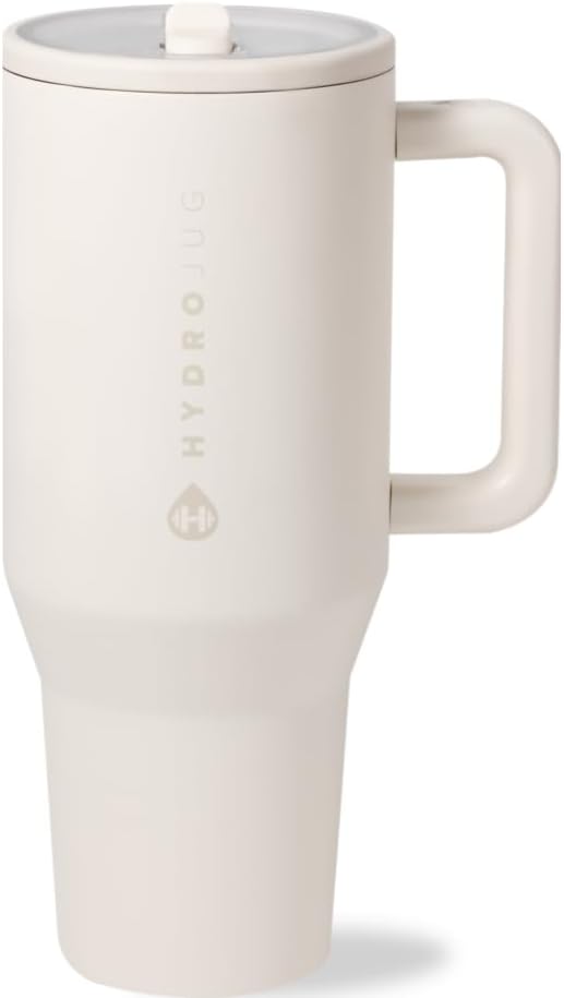 HydroJug 32 oz Insulated Water Bottle - Leak Resistant with Handle & Flip Straw | Pink Sand