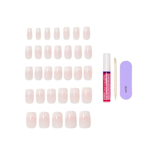 Kiss Core Press On Nails 'Scenario' - Pink Squoval Shape, 32 Nails & Glue