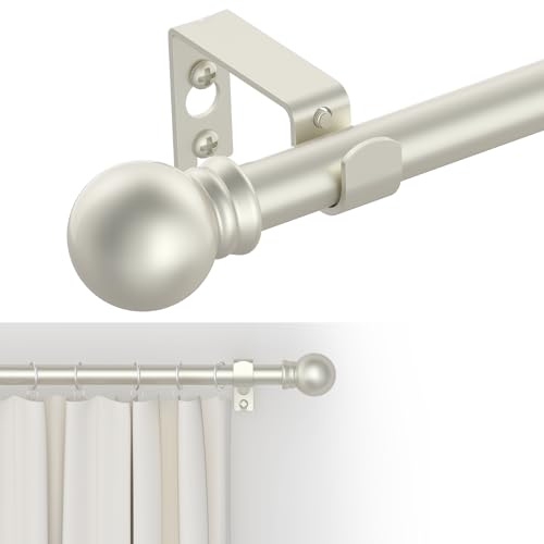 Heavy Duty Decorative Curtain Rod Set 32-62 Inch - Nickel Finish
