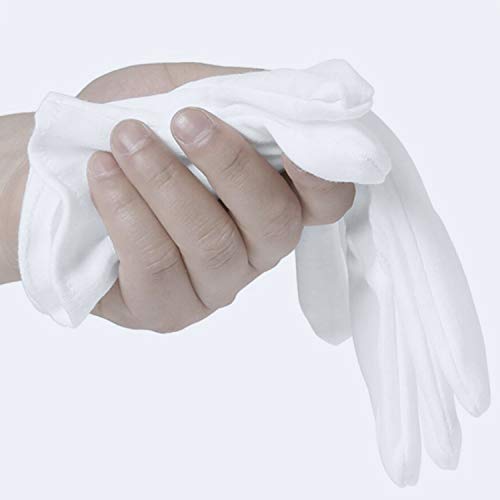 12 Pairs White Cotton Gloves for Serving, Inspection & Eczema Care