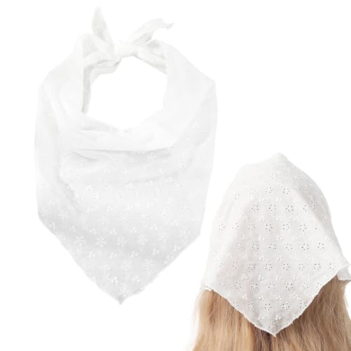 White Bandana Headband for Women - Adjustable Hair Scarf