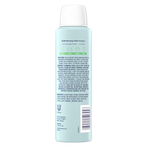 Degree Women’s Whole Body Deodorant Spray - Cucumber & Melon, 72H Odor Protection