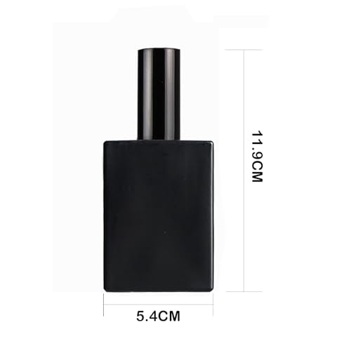 6 Pack 50ml Matte Black Square Glass Spray Bottles - Refillable