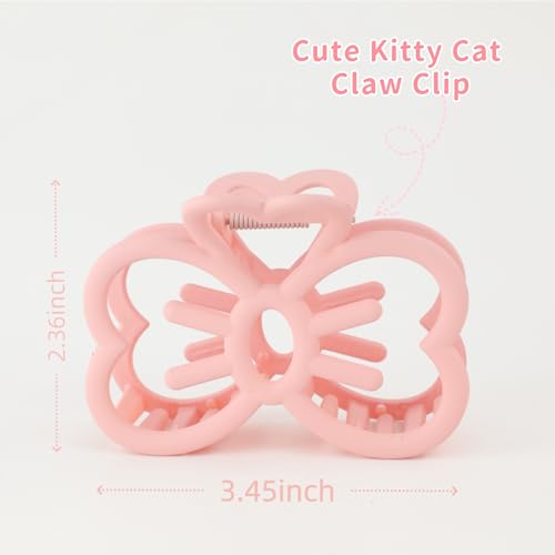 Kawaii Cat Bow Claw Clips - 2 Pcs Pink & Cream Hair Accessories