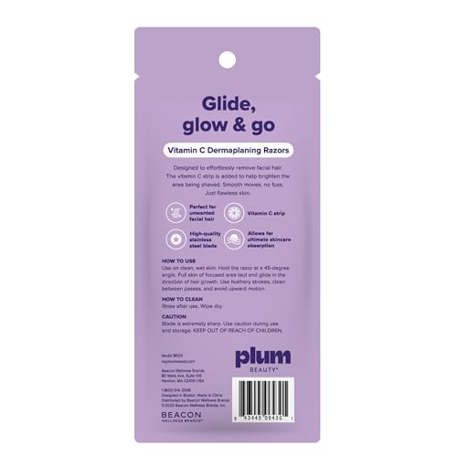 Plum Beauty Vitamin C Dermaplaning Razors - 3 Pack for Smooth Skin