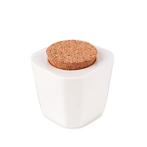 Porcelain Nail Art Dappen Dish with Wooden Cork Lid - White