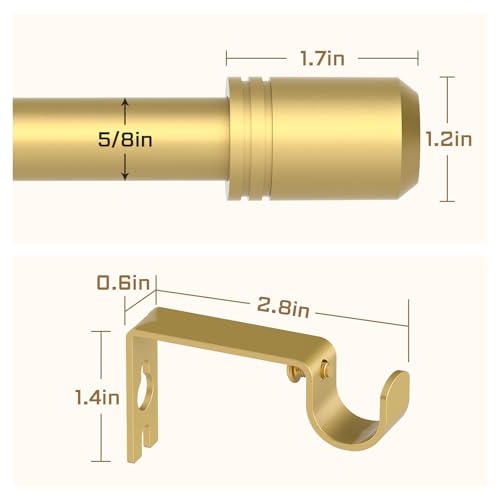 GXOACKJ Adjustable Gold Curtain Rods 28-60 Inches with Brackets