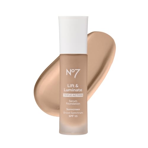 No7 Lift & Luminate Serum Foundation Cool Ivory 1 Fl Oz | Brightening SPF 15 Makeup