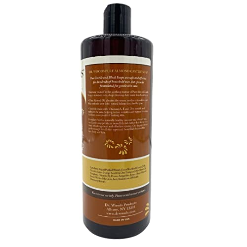 Dr. Woods Almond Liquid Castile Soap 32 Fl Oz - Natural Gentle Cleanser (Pack of 1)
