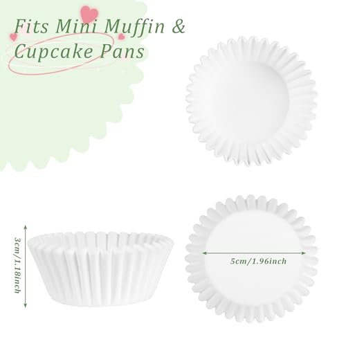 1000 Mini Unbleached Paper Cupcake Liners - 2 Inch Baking Cups