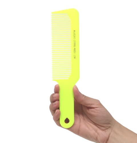 Allegro Combs Flat Top Hair Cutting Comb Neon Yellow 9001 for Barbers & Stylist