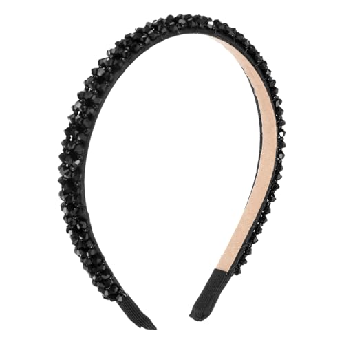 Black Crystal Rhinestone Headband for Women - Sparkly Hair Accessory